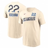 Men's Brooklyn Dodgers #22 Clayton Kershaw Cream 2024 City Connect Fuse Name & Number T-Shirt,baseball caps,new era cap wholesale,wholesale hats